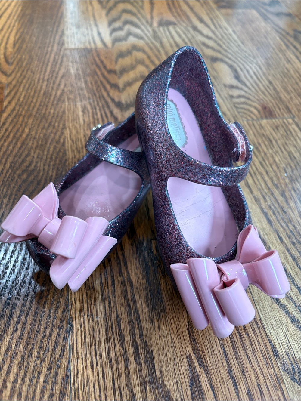 Mini Melissa Glitter Ultragirl Classy Bow Mary Jane’s, size toddler 7.